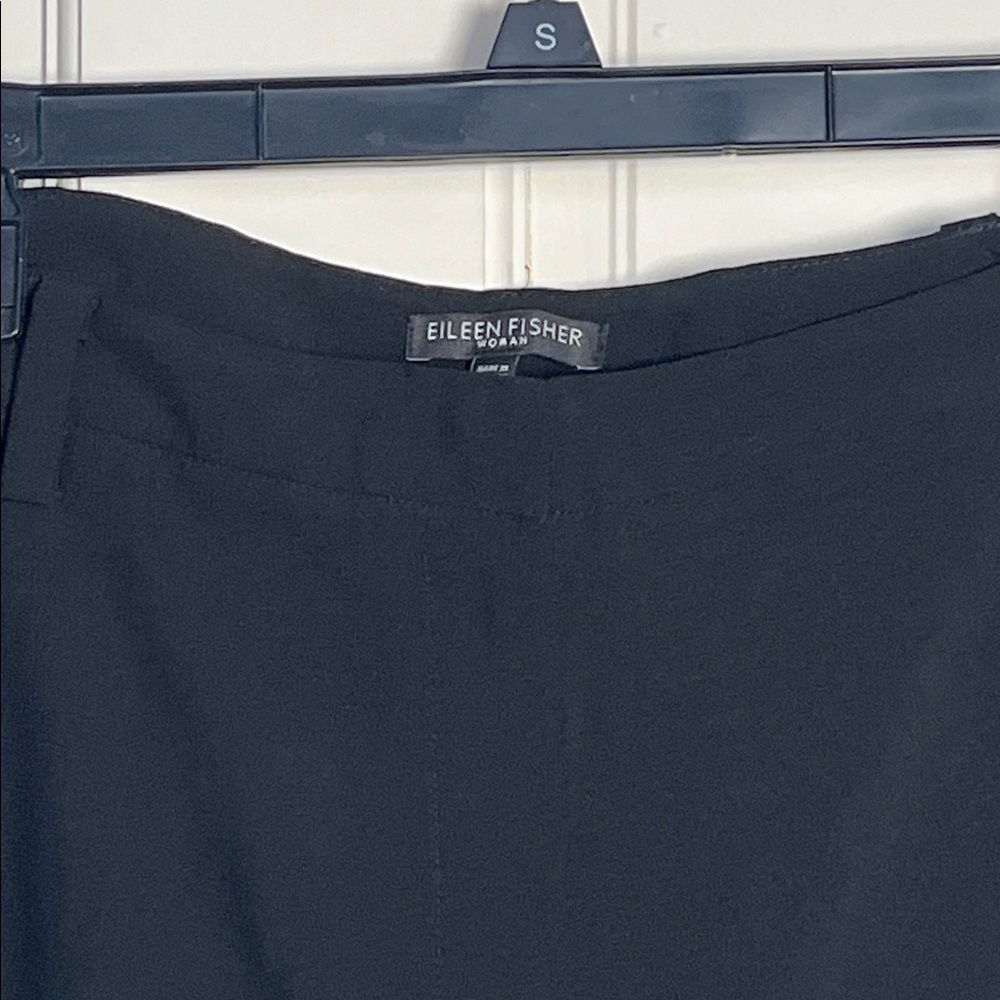 Eileen Fisher Stretch Wool Formal Pants Tuxedo Stripe Straight Leg Black 1X - Picture 2 of 9